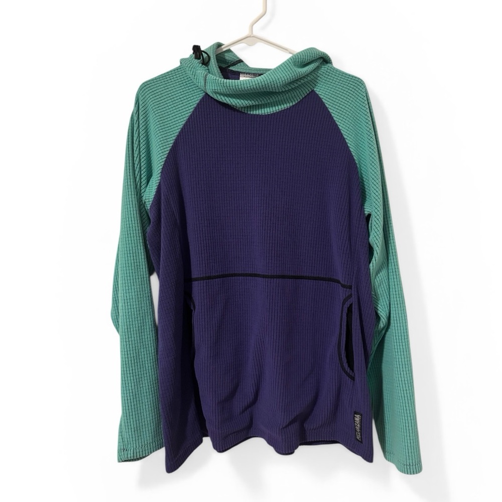 Melanzana Women’s XL Two-Tone Grape and Lagoon Grid Hoodie V2